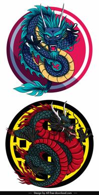 oriental dragon templates colorful classical design