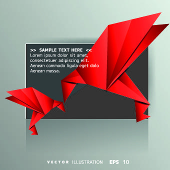 origami bird and text boxes vector