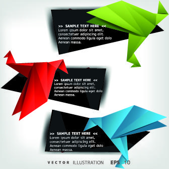 origami bird and text boxes vector