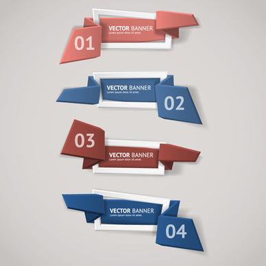 origami business banners with numbered vector