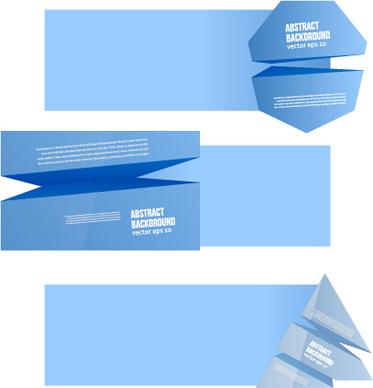 origami light blue banners vector