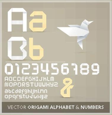 origami ribbon 26 english letters and numbers vector 2