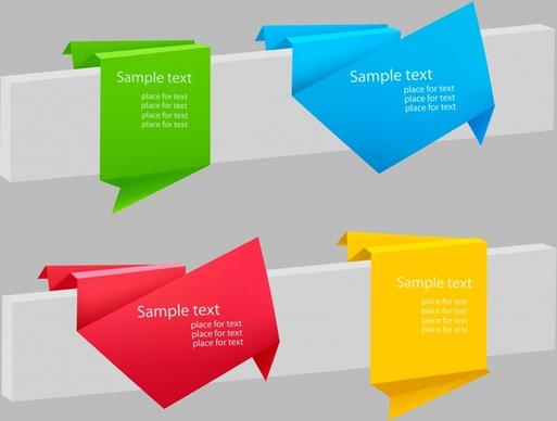 text box tags templates modern origami shapes