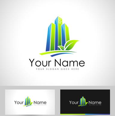 original design logos with business cards vector