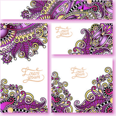 ornament floral pattern cards vector