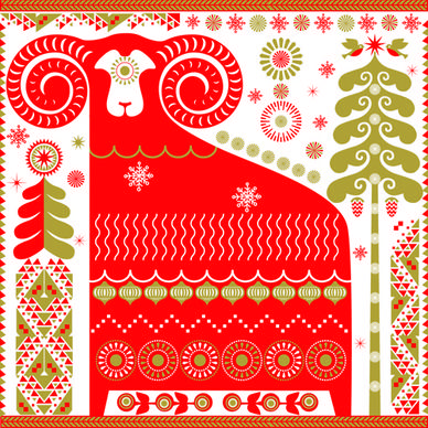 ornament pattern with sheep vector