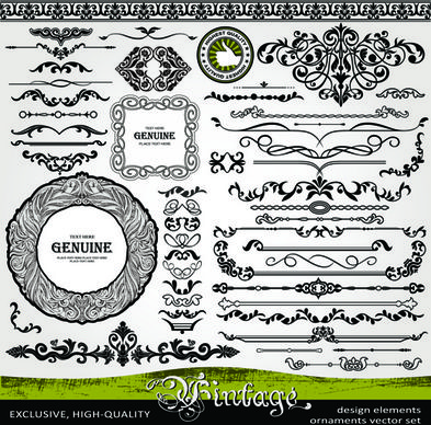 ornament vintage borders elements vector set