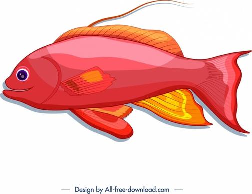 ornamental fish icon bright red design