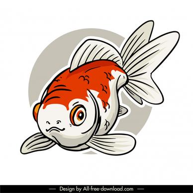 ornamental fish icon classic handdrawn sketch