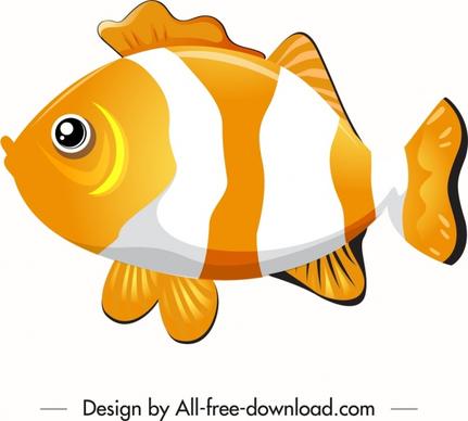 ornamental fish icon cute yellow white sketch