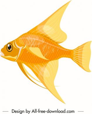 ornamental fish icon shiny golden decor