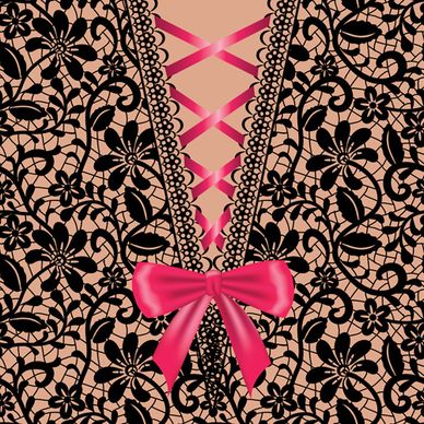 ornate bow with lace background vector
