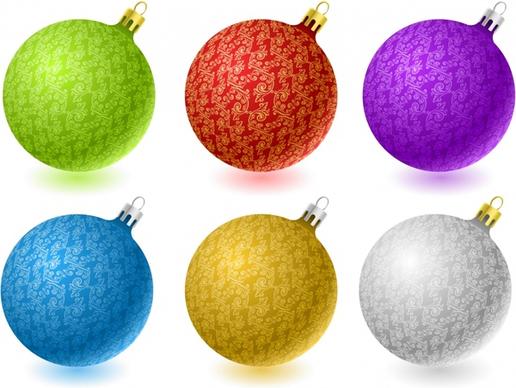 christmas bauble balls icons shiny colorful realistic design