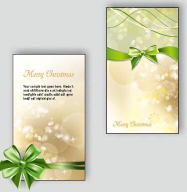 ornate christmas bow greeting cards vector