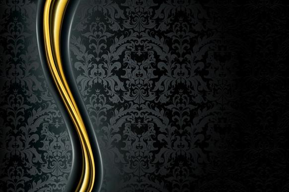 decorative background golden curves dark classic pattern