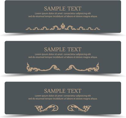 ornate floral banners vector set