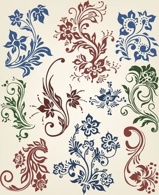 decor pattern design elements flowers icons classical curves