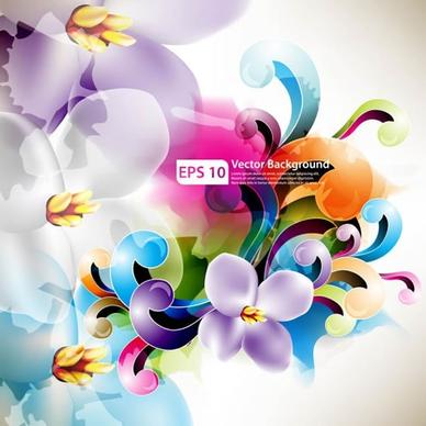 decorative background petals curves design bright colorful modern