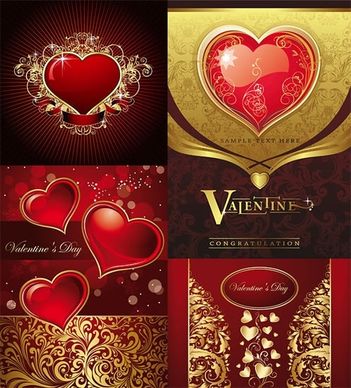 valentine background templates elegant shiny golden red hearts