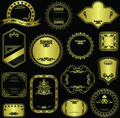 ornate golden labels vector