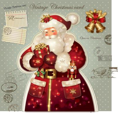 ornate greeting card of santa claus vector graphics
