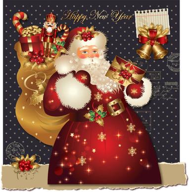 ornate greeting card of santa claus vector graphics