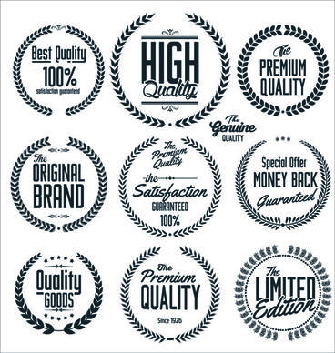 ornate high quality labels vector