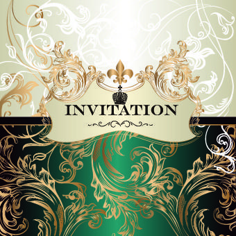 ornate invitation design vector set
