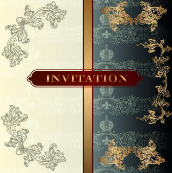 ornate invitation design vector set