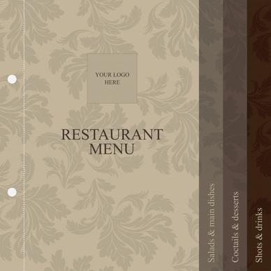 menu cover template classical leaf decor repeating design