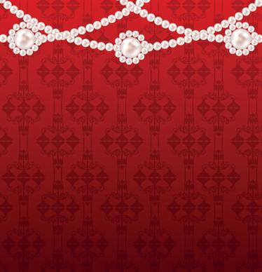 ornate pearl with red background vector
