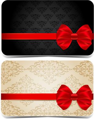 ornate red bow cards vector