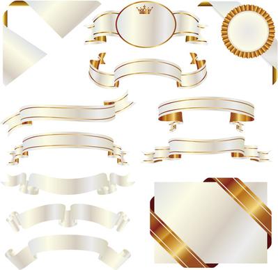 ornate ribbon with gold labels vector