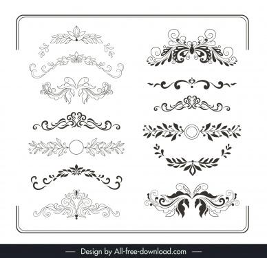 ornate vintage design elements symmetric handdrawn
