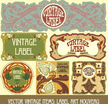ornate vintage labels creative vector set