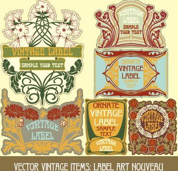 ornate vintage labels creative vector set