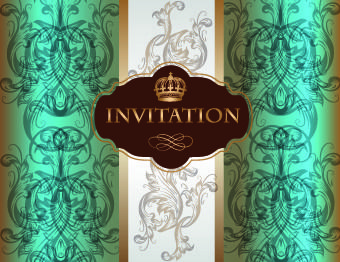 ornate wedding invitation card vector