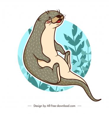 otter animal icon classical handdrawn sketch