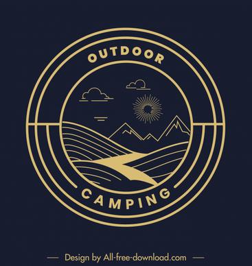 outdoor camping logotype dark flat nature elements sketch