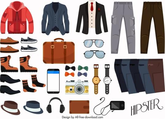 outfits design elements male fashion accessories icons