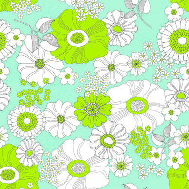outline flower seamless pattern vector
