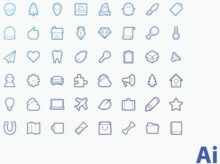 outline icons cute design vector
