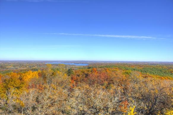 overview from the tower at lapham peak state park wisconsin