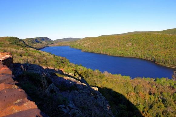 ovewview of lake of the clouds at porcupine mountains state park michigan