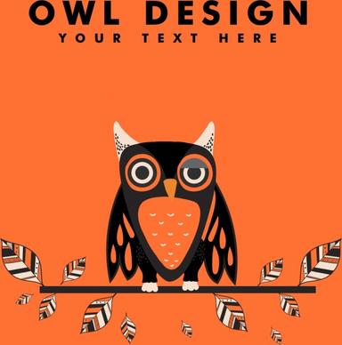 owl background orange design tribal feathers decoration