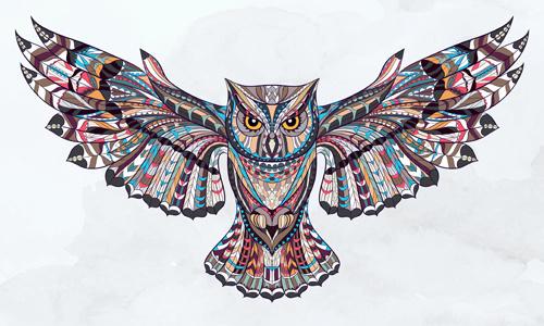 owl ethnic pattern vector