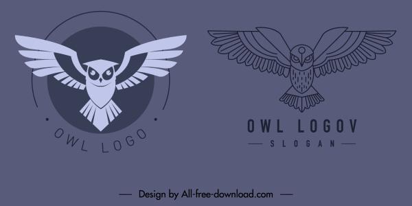 owl logo template classic flat sketch