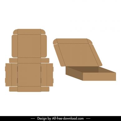 packaging design element flat symmetric die cut 3d open box sketch
