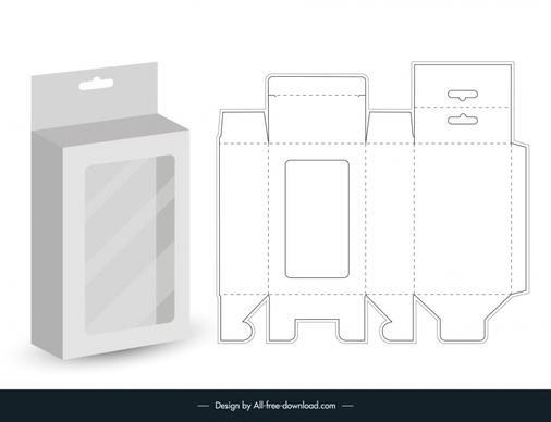 packaging design elements flat die cut sketch 3d box outline