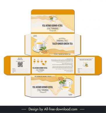 packaging design for herbal tea box template tulsi ginger cup sketch